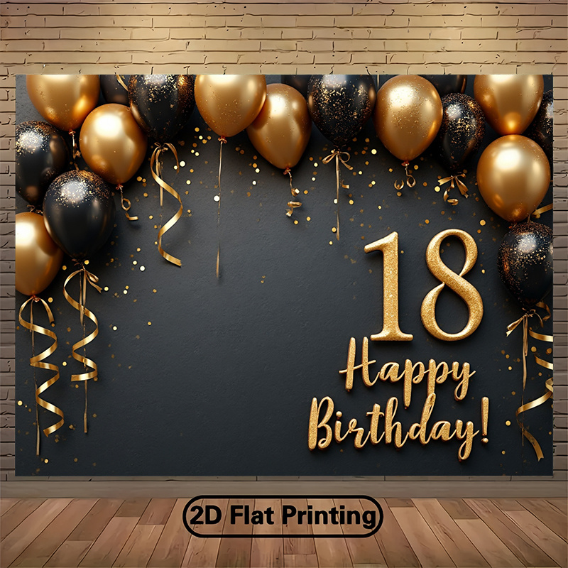 Party Banner Gold - Banner di sfondo con palloncini neri