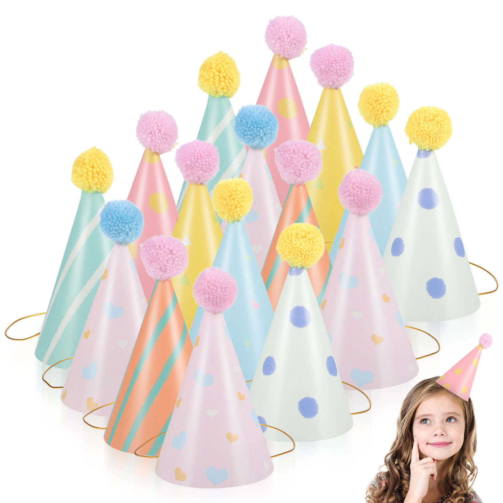 Party Hat Cone - Cappelli di carta per compleanno da
