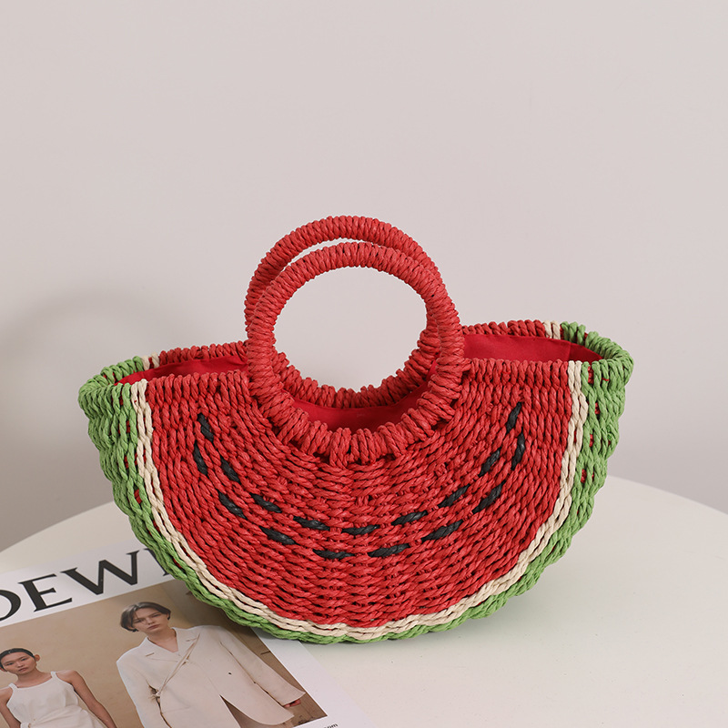 Paper Straw Color - Simpatica borsa di paglia di anguria