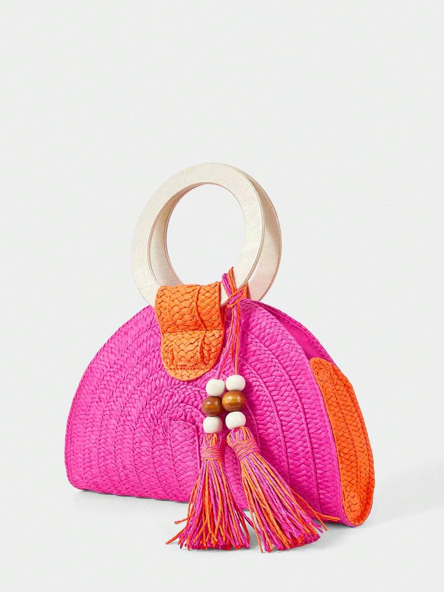 Borsa a mano da donna rotonda  - Paper Straw Color recensione e prezzo