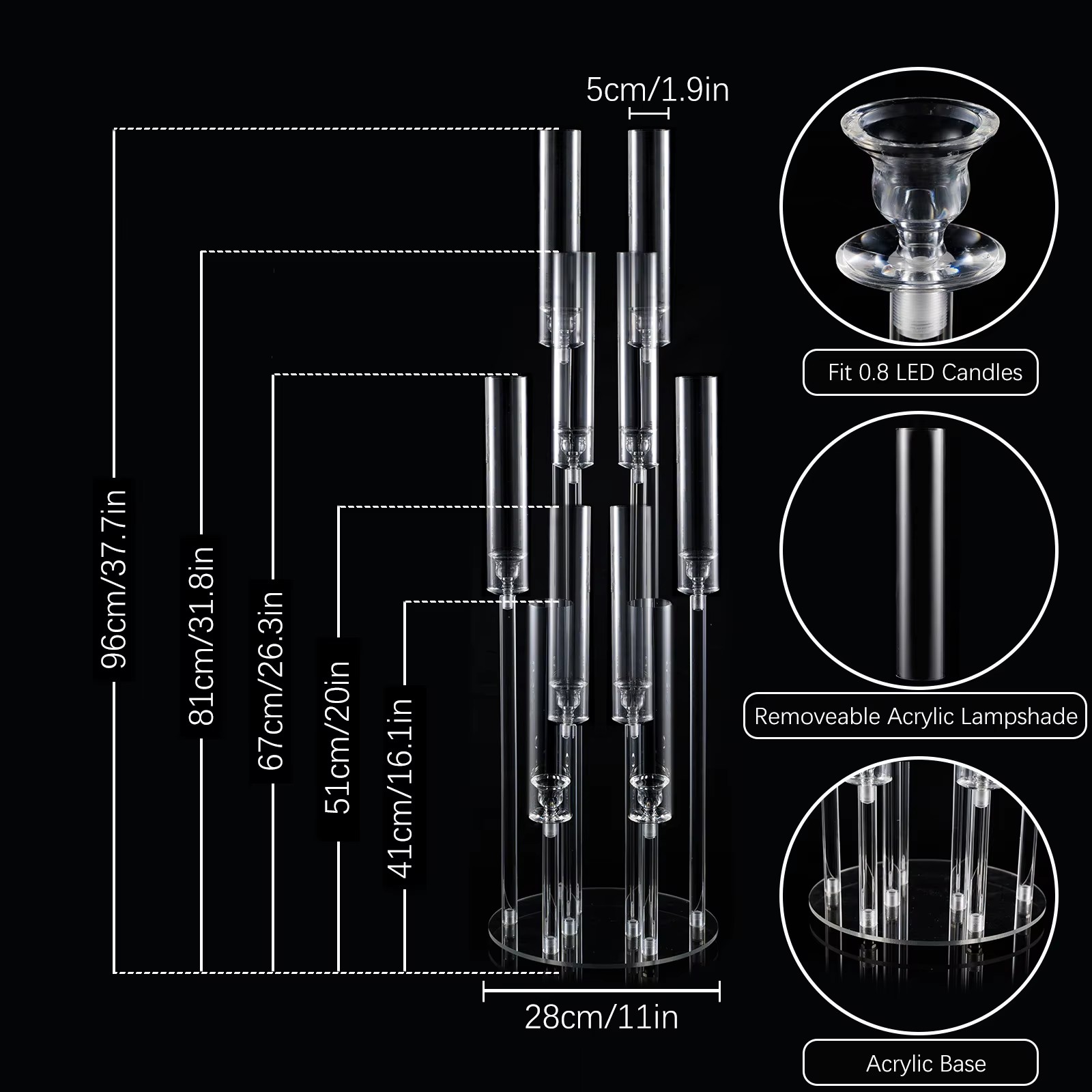 Candelabro in Acrilico a 10 Br - Centerpiece Stick recensione e prezzo
